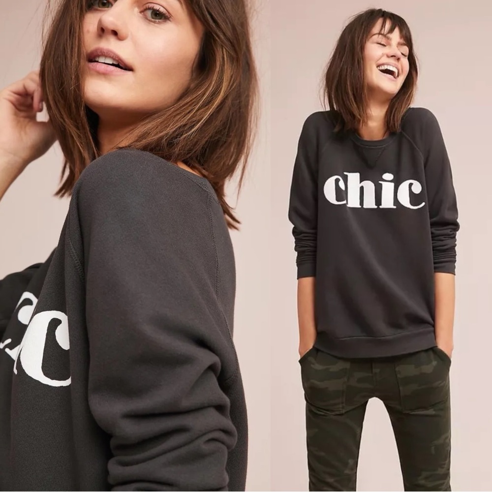 Anthropologie Sol Los Angeles Gray Cotton Crewneck Sweatshirt size Medium